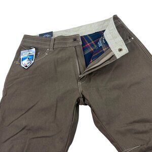 KUHL Flannel Lined HOT RYDR Pants Mens 34 x 30 Vintage Patina Dye Dark Khaki NWT